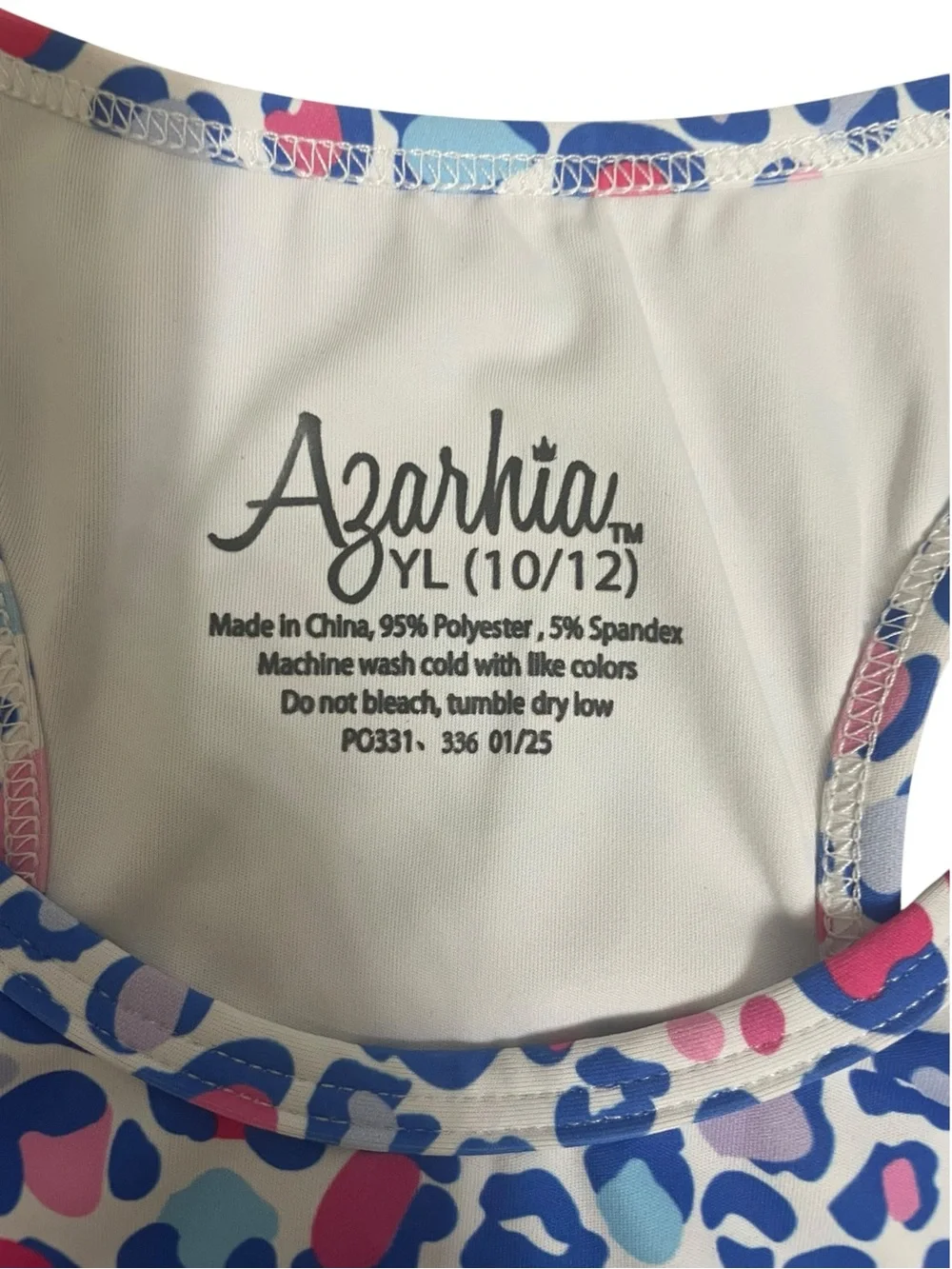 Azarhia Girls YL 10/12 Colorful Neon Leopard Print Tankini Swimsuit Top ONLY